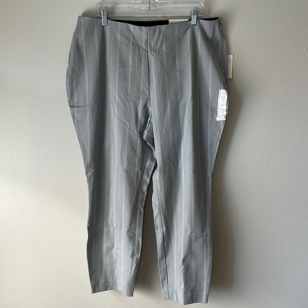 Women's Pin Strip Gray Business Slacks Pants A New Day Skinny Ankle